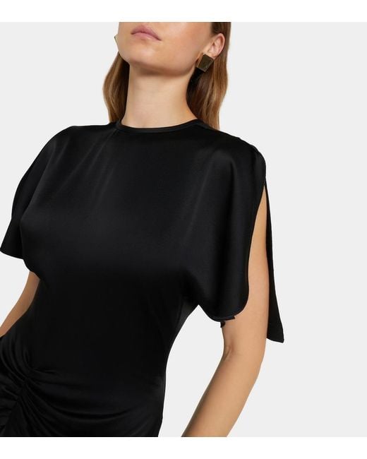 Victoria Beckham Black Isabella Gathered Satin Gown
