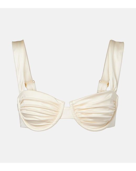 Montce White Bella Ruched Bikini Top