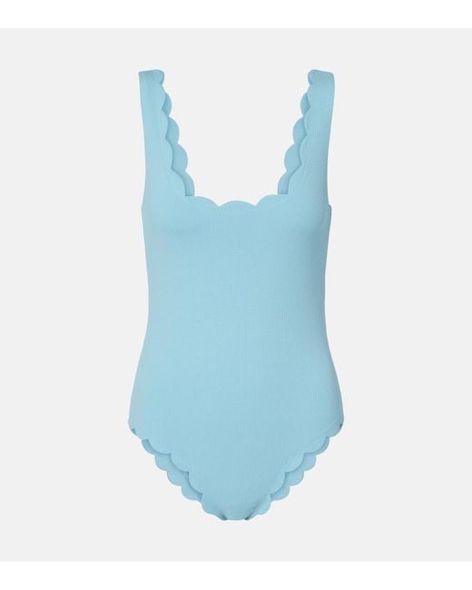 Marysia Swim Blue Palm Springs Scalloped Swimsuit