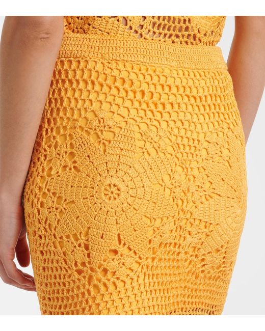 Jonathan Simkhai Yellow Agnes Floral Crochet Cotton Miniskirt