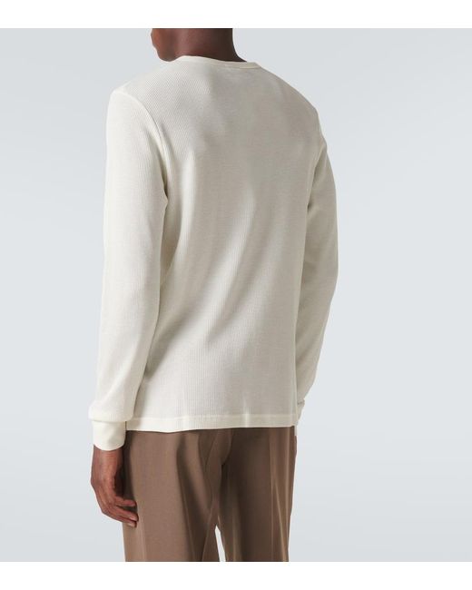 Sunspel White Cotton Henley Shirt for men