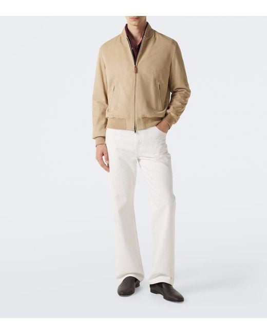 Tod's Natural Brera Suede Bomber Jacket for men