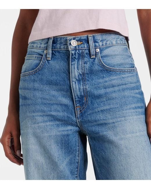 SLVRLAKE Denim Blue Cassie High-Rise Barrel-Leg Jeans
