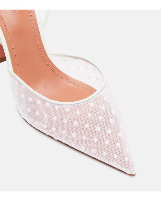 AMINA MUADDI Pink Holli 95 Point D'Esprit Slingback Pumps