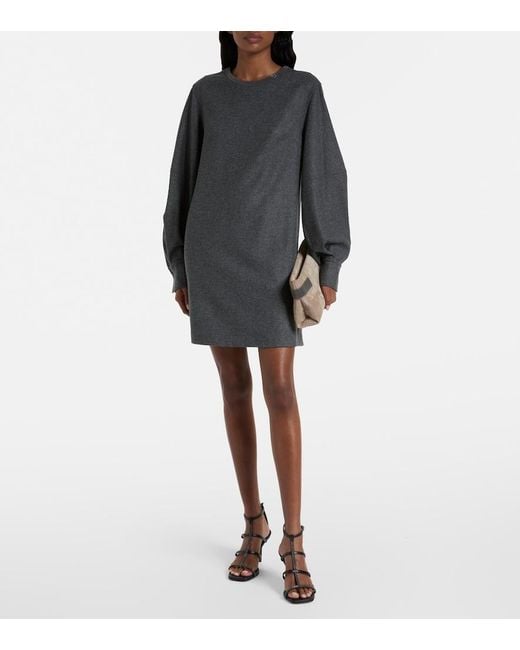 Brunello Cucinelli Gray Wool And Cashmere Minidress