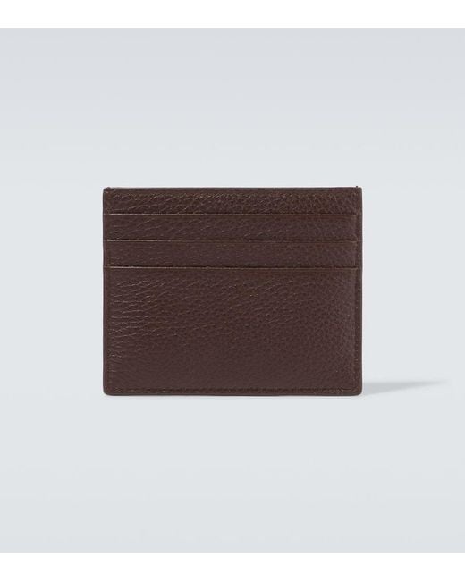 Porte-Cartes En Cuir A Logo Prada pour homme en coloris Brown