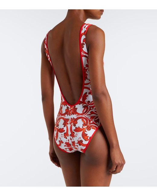 Dolce & Gabbana Red Majolica Swimsuit