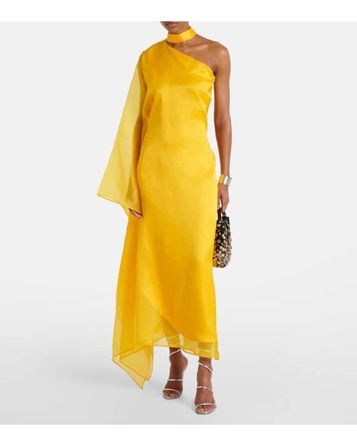 ‎Taller Marmo Yellow Kaftan Betsy Fantasma Aus Seiden-Cady
