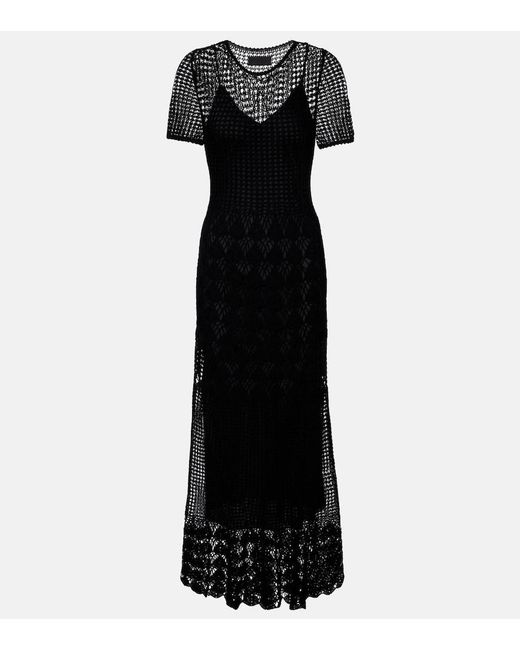 Nili Lotan Black Yoko Crochet Cotton Midi Dress