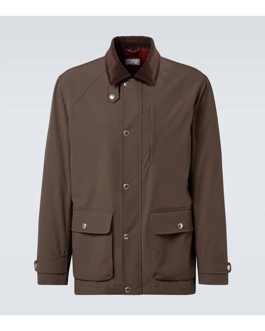 Brunello Cucinelli Brown Corduroy-Trimmed Field Jacket for men