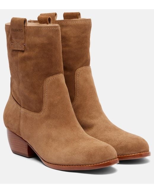 Farm Rio Brown Ankle Boots Aus Veloursleder