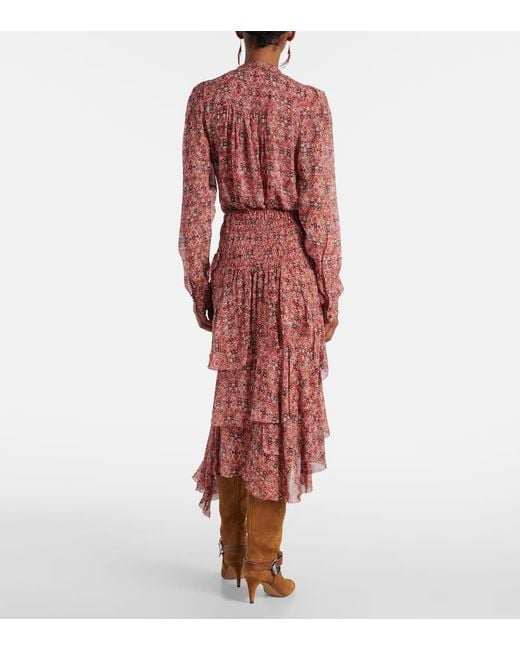 Isabel Marant Brigitte Asymmetric Tiered Ruffled Printed Georgette Skirt