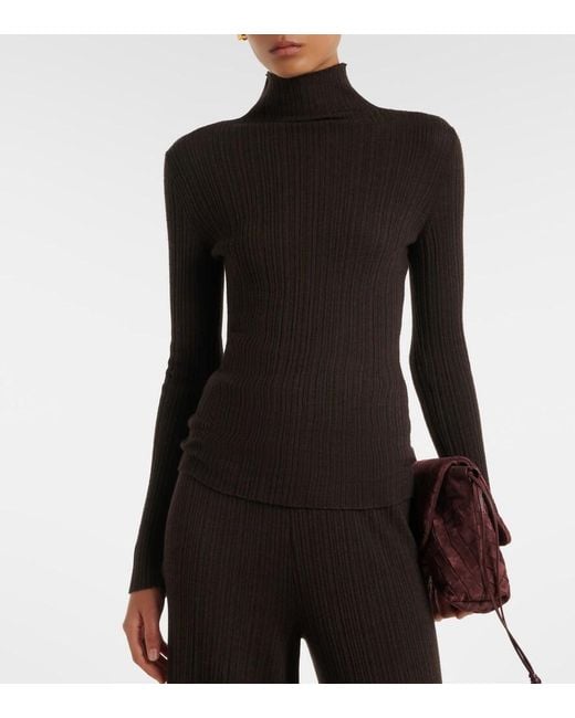 Agnona Black Turtleneck Cashmere, Wool, And Silk Sweater