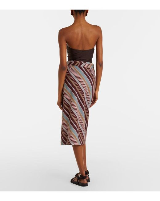 Adriana Degreas Purple Striped Cotton-Blend Beach Cover-Up
