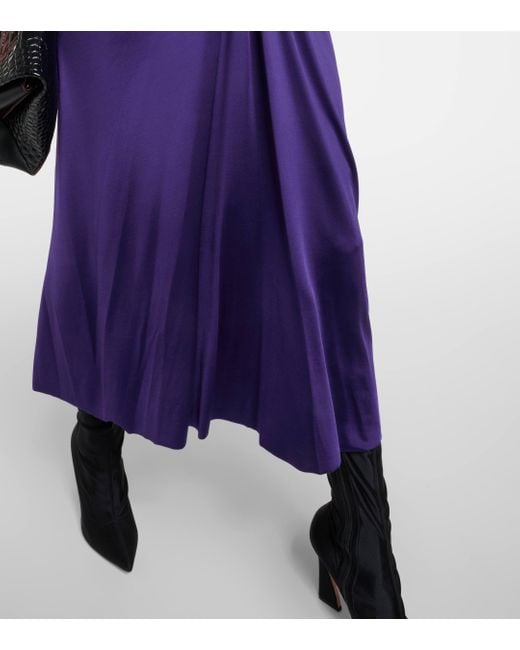 Victoria Beckham Purple Gathered Midi Dress