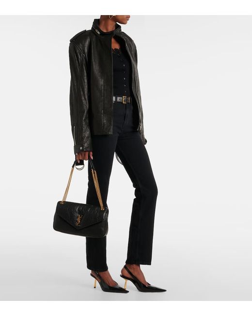 Saint Laurent Black Schultertasche Calypso Medium Aus Leder