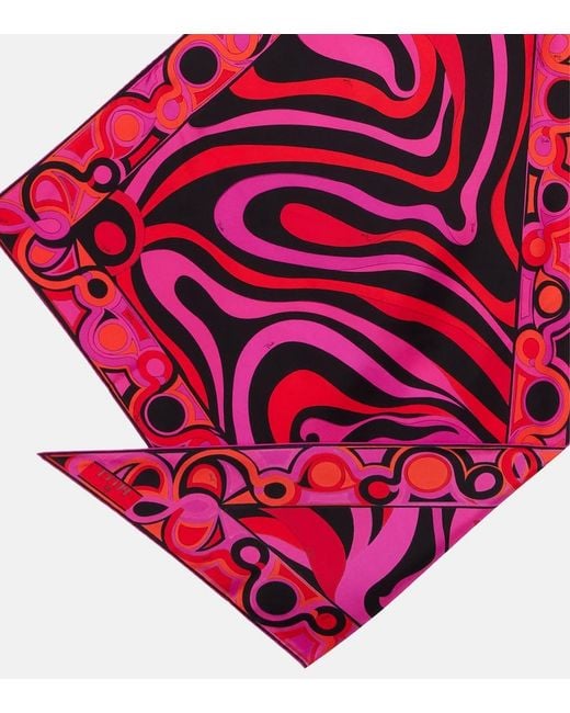 Emilio Pucci Red Iride Silk Twill Scarf