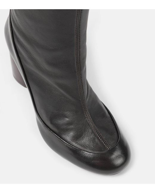 Lemaire Black Glove Leather Knee-High Boots