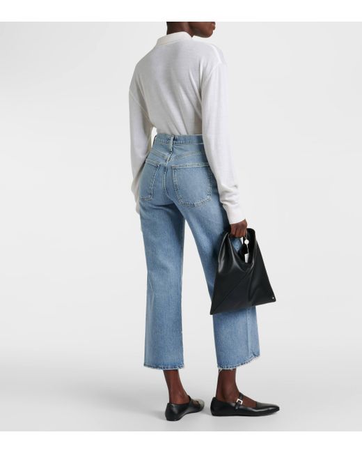 Agolde Blue Harper Straight Cropped Jeans