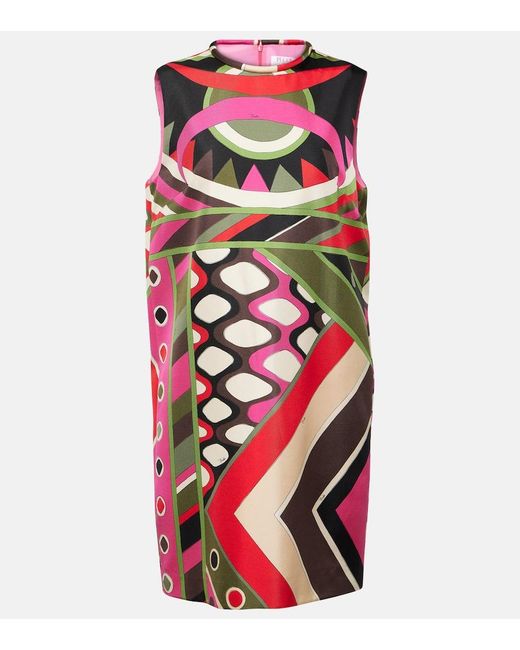 Vestido corto de sarga de seda estampada Emilio Pucci de color Multicolor