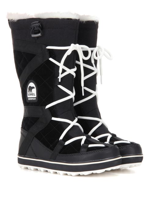 Sorel Glacy Explorer Suede Boots in Black - Lyst