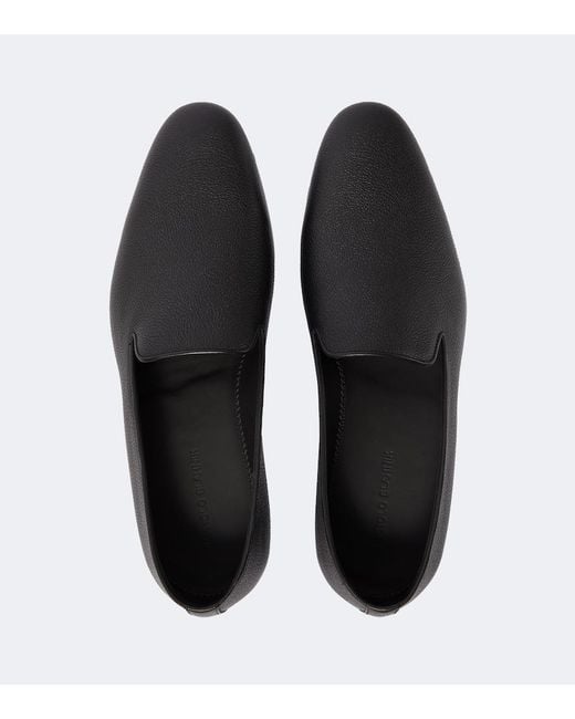 Manolo Blahnik Black Leather Loafers for men