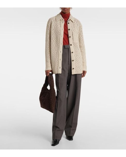 Bottega Veneta Natural Cotton Crochet Shirt
