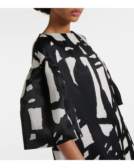 Max Mara Black Bedruckte Robe Aus Seidenorganza