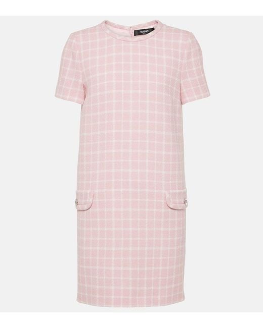 Miniabito Contrasto in misto lana di Versace in Pink