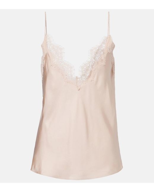 Rohe Pink Lace-Trimmed Silk Top