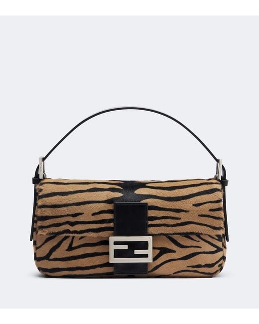 Fendi Metallic Baguette 26424 Calf Hair Shoulder Bag