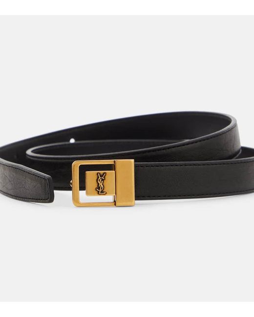 Saint Laurent Black La 66 Slim Leather Belt