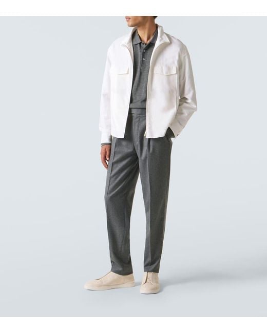 Zegna Gray Wool Flannel Straight Pants for men