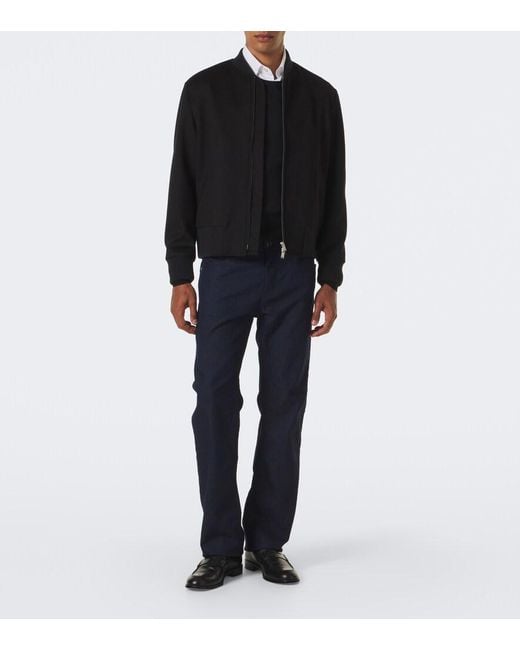 Etro Blue Jacquard Cotton-Blend Slim Pants for men