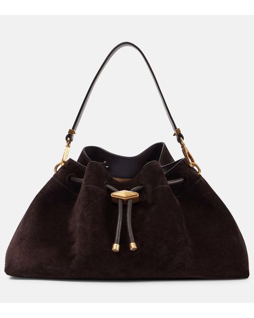 Jimmy Choo Black Bon Bon Small Suede Bucket Bag