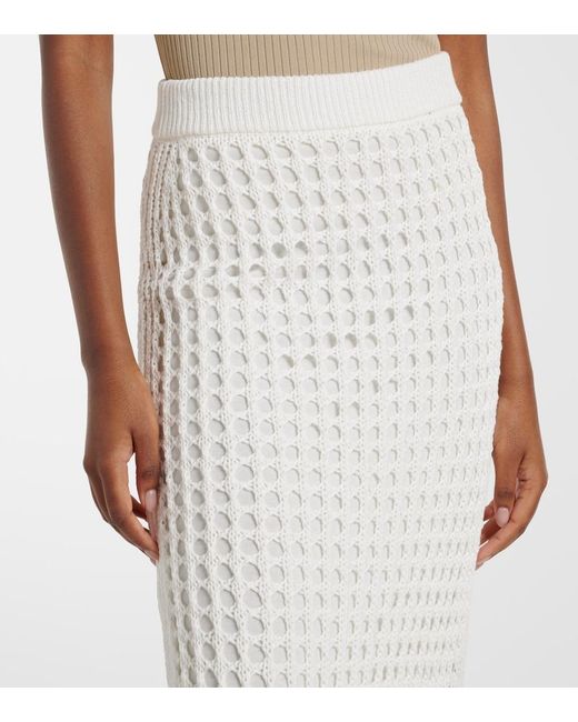 Max Mara White Geode Open-Knit Cotton Midi Skirt