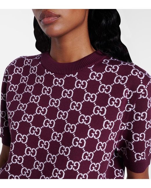 Top Gg Reversible En Laine Melangee Gucci en coloris Red