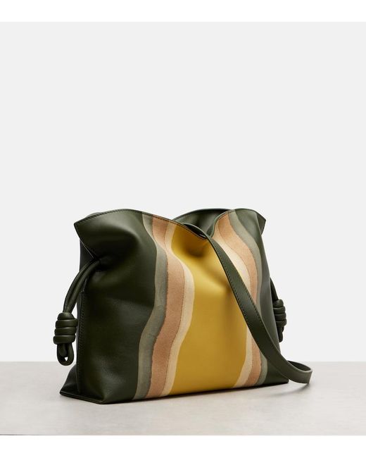 Loewe Green Flamenco Medium Leather And Suede Clutch