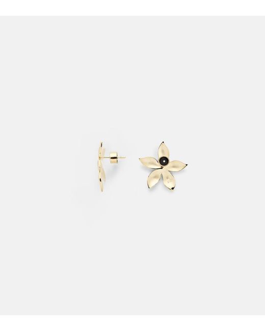 Ileana Makri White Waterfall Flower 18Kt Earrings With Diamonds