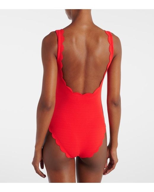 Marysia Swim Red Scalloped Swimsuit