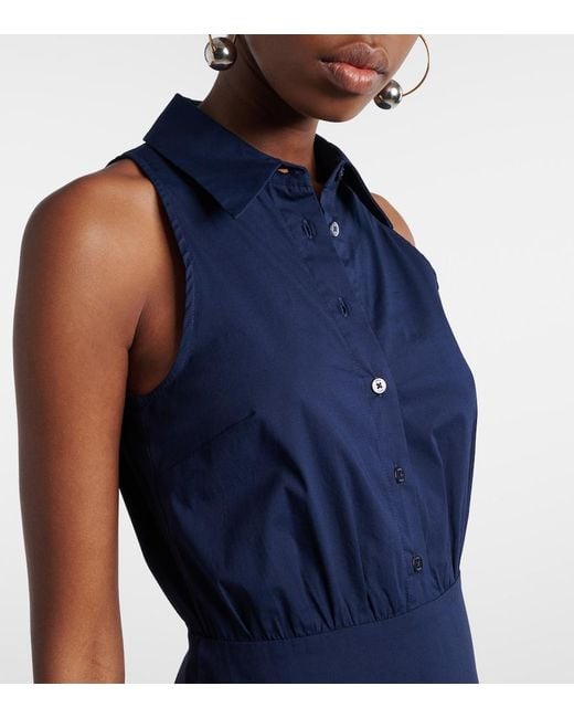 Staud Blue Romy Cotton Midi Dress