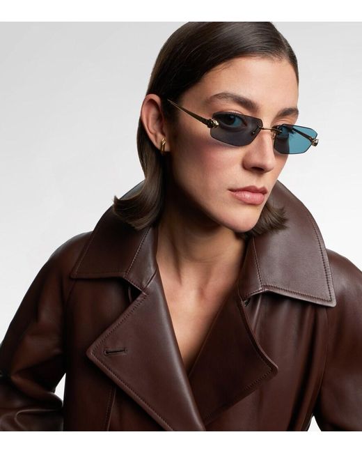 Cartier Blue Panthere De Cartier Rectangular Sunglasses