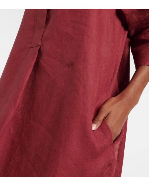 Loro Piana Red Lindsie Linen Kaftan