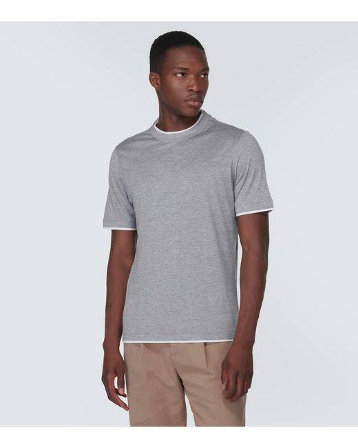 Camiseta de algodon y seda Brunello Cucinelli de hombre de color Gray
