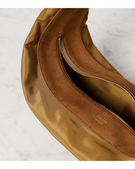 Khaite Brown Olivia Medium Suede-Trimmed Shoulder Bag
