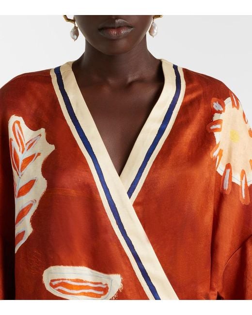 ALÉMAIS Red X Lrnce Soleil D'Amour Printed Wrap Dress