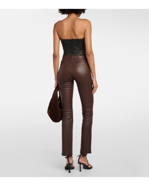 Stouls Brown Leather Bootcut Pants
