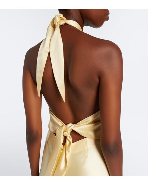 retroféte White Ester Halterneck Satin Gown