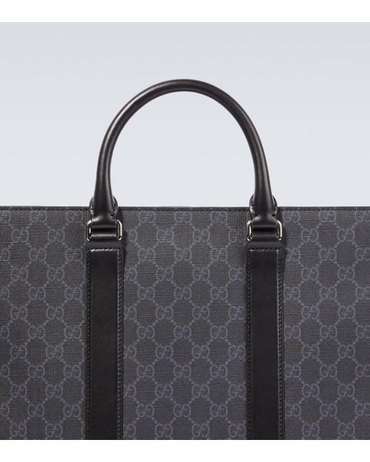 Gucci Tote Bag Gg Supreme Medium Mit Leder in Black für Herren