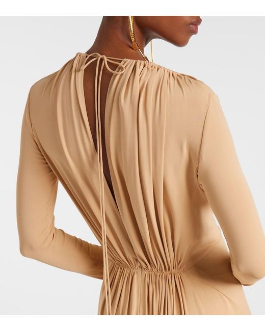 Victoria Beckham Natural Asymmetric Draped Gown